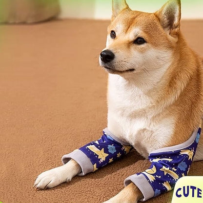 ROZKITCH Dog Surgery Leg Sleeve for Front Legs, Pet Prevent Licking Wound Elbow Knee Protector, Dog Leg Sleeve to Stop Licking Cone Collar Alternative for Sprain ACL CCL Arthritis Blue L