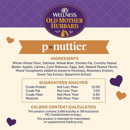 Old Mother Hubbard Wellness P-Nuttier Dog Biscuits,Natural,Training Treats,Peanut Butter Flavor,Large Size,(6 Pound Box),(Pack of 2)
