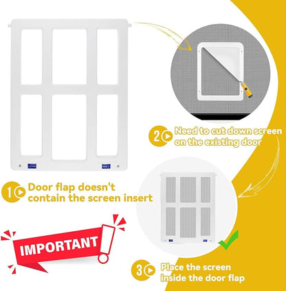 Enjoying Dog Door for Screen Doors, Passage Opening 11.2" x 14.4", Access Freely, Magnetic Swing Flap, Large Pet Door for Sliding Screen Doors, Lockable, White