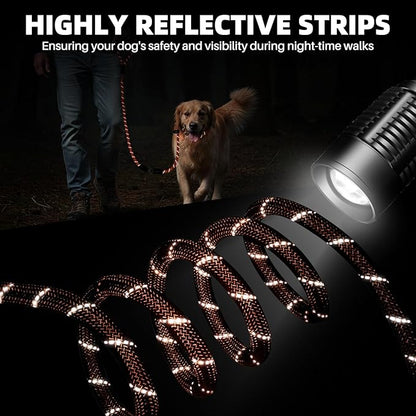SlowTon Slip Lead for Dogs - Hands Free No Tangle Adjustable 4-6 FT 1/2” Rope, Heavy Duty Nylon Leash for Large Medium Dogs that Pull, No Pull Training Slip Leashes, 20-120lb, Orange
