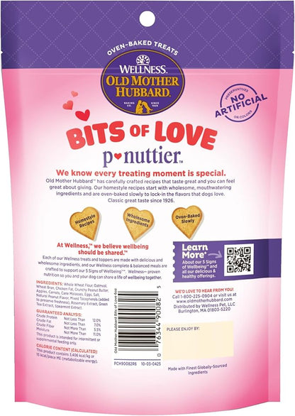 Wellness Old Mother Hubbard Bits of Love P-Nuttier Dog Biscuits, Natural Treats, Valentine's Day, Seasonal, Peanut Butter Flavor, 6 oz Bag