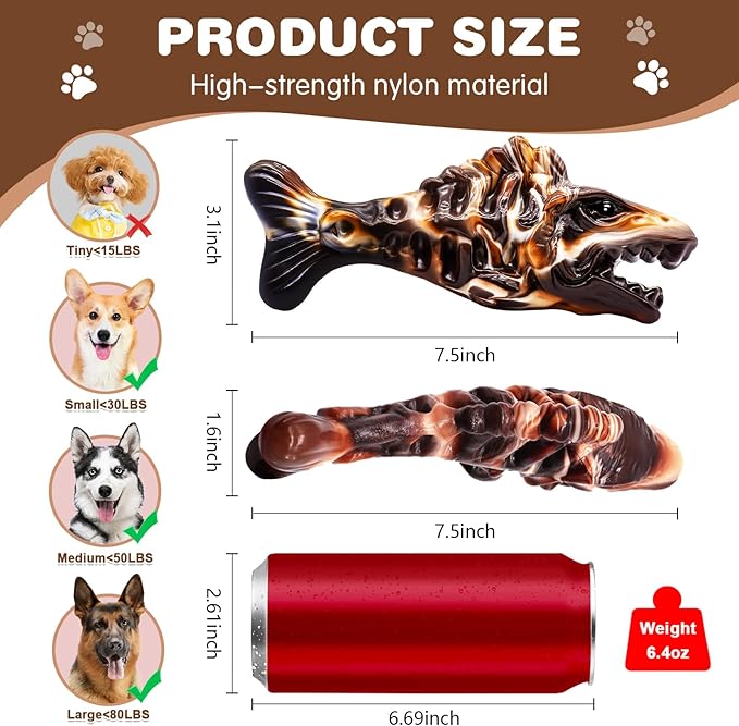 BoYoYo Tough Dog Toys for Aggressive Chewers 2 Pack, Indestructible Dog Toys to Keep Them Busy, Beef Flavor Nylon Dog Chew Toys for Large Dogs