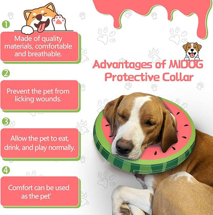 MIDOG Soft Inflatable Dog Cone, Donut E-Collar Alternative for After Surgery, Prevents Licking, Allowing Normal Eating & Vision, Comfortable Recovery Collar for Small Medium Large Dogs & Cats, Red-S