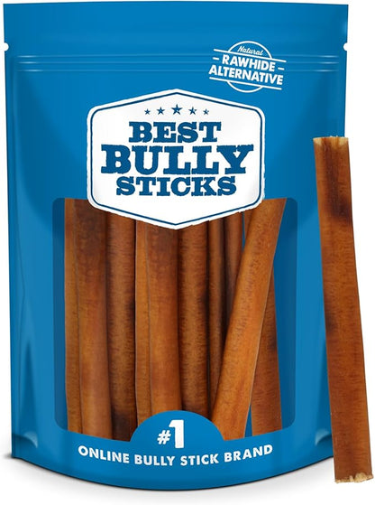 Best Bully Sticks 6 Inch Bully Sticks - 8 oz (Pack of 1) - Natural Grass-Fed, Grain and Rawhide Free, Great for Medium or Large Pets