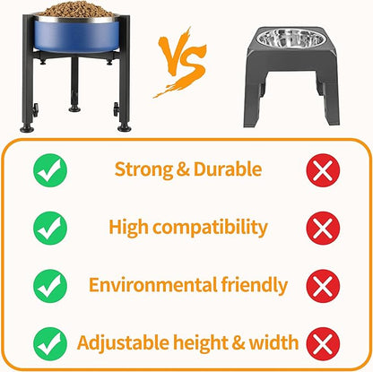 PROERR Single Dog Bowl Stand,Tall Dog Food Stand Adjustable Wide 7-11" Heights 14.5",Metal Elevated PET Bowl Holder Raised Water Feeder for Medium,Large Dog(Bowl Not Included)