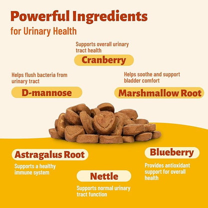 Urinary Tract Supplement for Dogs - Cranberry Supplement with Cranberry, D Mannose, Marshmallow Root & Blueberry for Bladder Control & Kidney Health for Dogs - Chicken Flavor 7.76oz