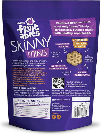 Fruitables Skinny Minis Dog Treats,Healthy Pumpkin Treat for Dogs,Low Calorie & Delicious,Puppy Training,No Wheat,Corn or Soy,Made in The USA,Rotisserie Chicken Flavor,5oz,(Pack of 2)