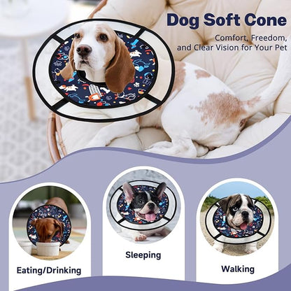 Paw Legend Soft Dog Cone Collar for Dogs After Surgery Pet Recovery Collar for Small Medium Short-Nosed Cats Lightweight Comfy Cone Alternative to Stop Licking, M