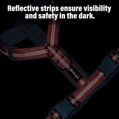 Plutus Pet No Pull Dog Harness, Adjustable Nylon Harness with Soft Padding, Reflective and Heavy Duty Dog Harness for Small, Medium, Large Dogs(Red, L)