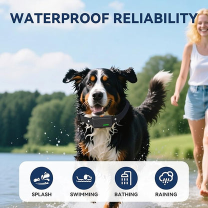 CanineJoy Dog Shock Collar and Automatic Bark Collar - 2-in-1 4200FT Dog Training Collar with Remote Control, Waterproof Electric Collar with 4 Training Modes, Security Lock, Rechargeable E-Collar