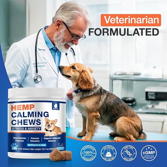 Неmр Calming Chews for Dogs - Advanced Dog Calming Chews - Anxiеty Rеlief Treats Help with Composure, Separation, Barking, Thunderstorms, Strеss Rеlief - Pet Supplement 180 Counts Chicken Flavor