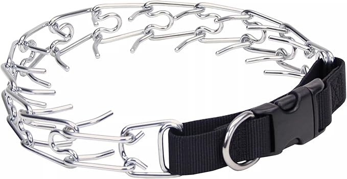 Coastal Pet Titan Easy-On Dog Prong Training Collar with Buckle - Durable Metal Training Collar for Dogs with Side Release Buckle - Black, 3.3 mm x 20".