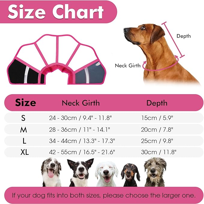 Allroaring Dog Collar After Surgery, Soft Cones for Large Dogs, Adjustable Dog Cone Collar Protective Pet Recovery Collars Cones to Stop Licking for Wound Healing Care Spay Neuter, Rosered L