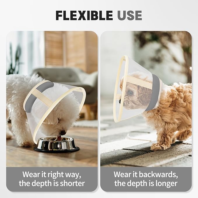 Soft Dog Cone Collar to Stop Licking-Adjustable Comfortable Mesh Recovery Collars After Surgery for Small or Miniature Dogs, Alternative to Plastic Elizabethan Collar for Neuter Incision Care (Grey,L)