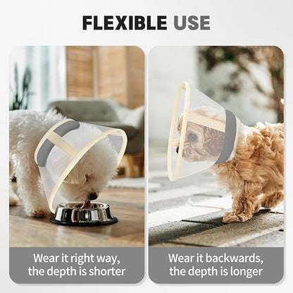 Soft Dog Cone Collar to Stop Licking-Adjustable Comfortable Mesh Recovery Collars After Surgery for Small or Miniature Dogs, Alternative to Plastic Elizabethan Collar for Neuter Incision Care (Grey,L)