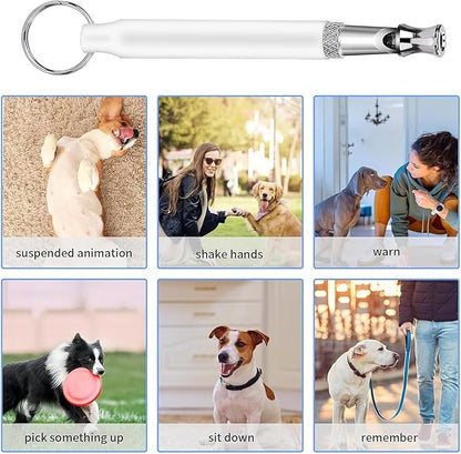 GILL&SONS Dog Training Whistle Set, Adjustable Ultrasonic, 2 Pack with Lanyards, Black and Silver