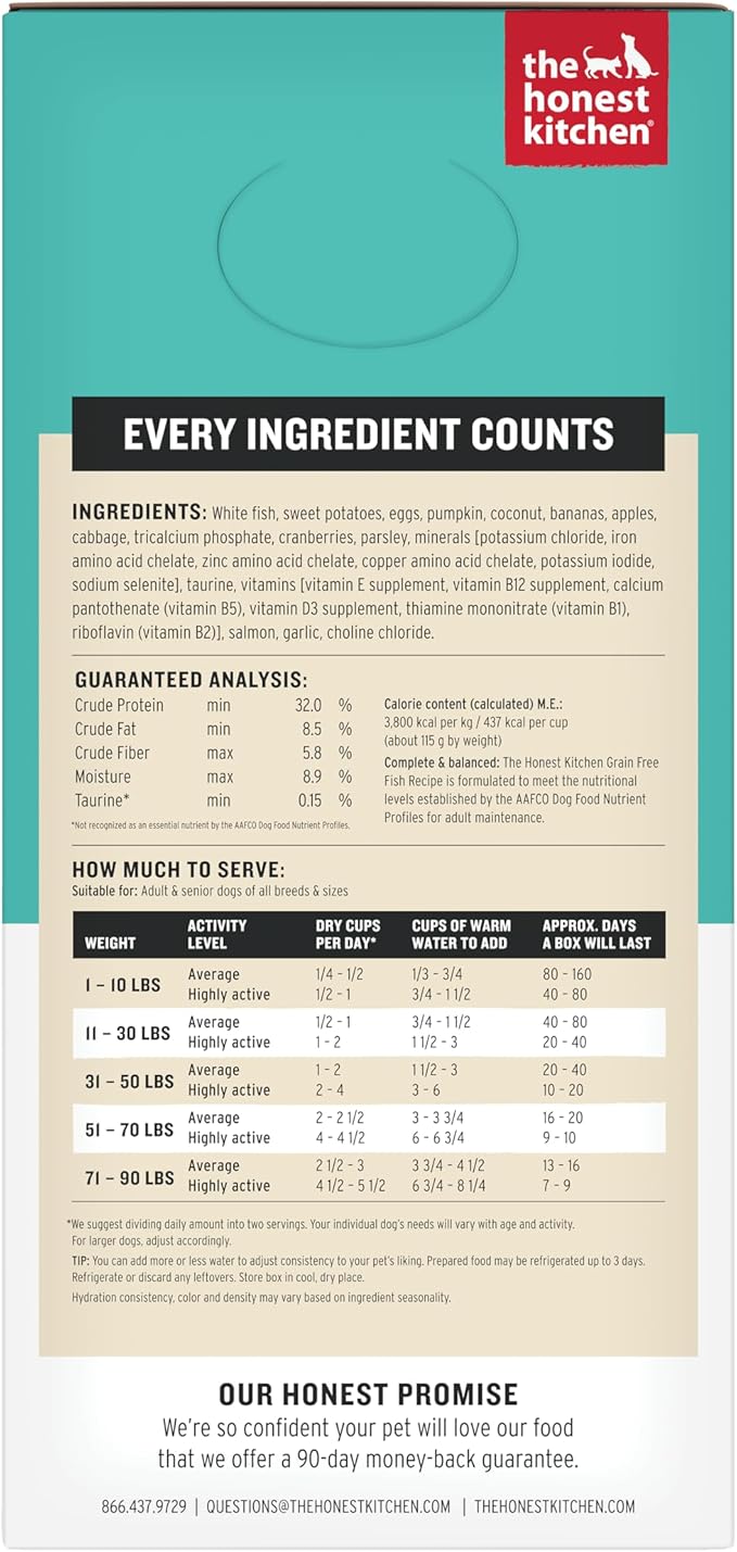 The Honest Kitchen Human Grade Wholemade™ Dehydrated Dog Food, Grain Free Fish, 10 lb (makes 40lbs)