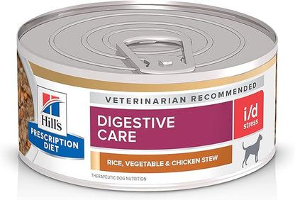 Hill's Prescription Diet i/d Stress Digestive Care Wet Dog Food, Rice, Vegetable, & Chicken Stew, 5.5 oz. Cans, 24-Pack