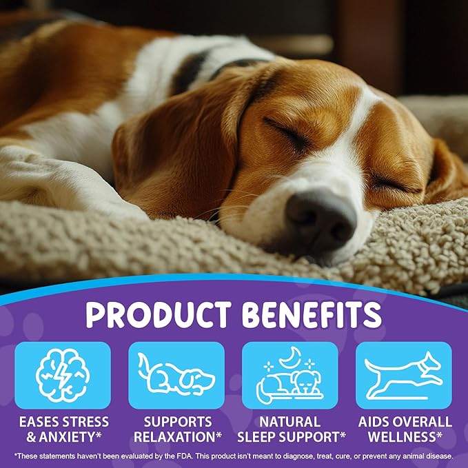 Melatonin for Dogs,Calming Support for Dogs-60ML Natural Sleep Support for Relaxation & Stress Relief and Travel Stress - Alcohol-Free Formula