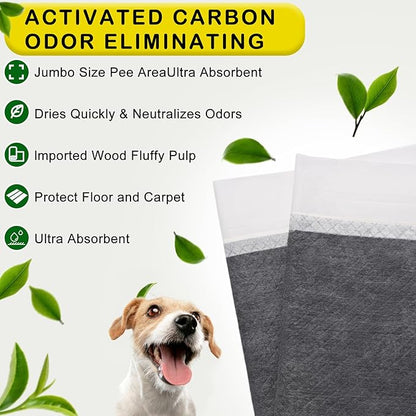 ELEGX Extra Large 48"x36" 40 Pcs Odor-Control Super Absorbency Charcoal Pee Pads for Dogs,Leak-Proof Pet Training Pee Pads,Thicken Disposable Potty Pads Puppy Training Pads for Cats Rabbits