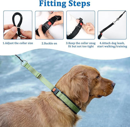 Mayerzon No Pull Dog Collar, Patented Martingale Collar for Small Medium Large Dogs with Buckle and Heavy Duty Nylon for Walking Training Hunting, Safe and Easy to Use(XL, Green)