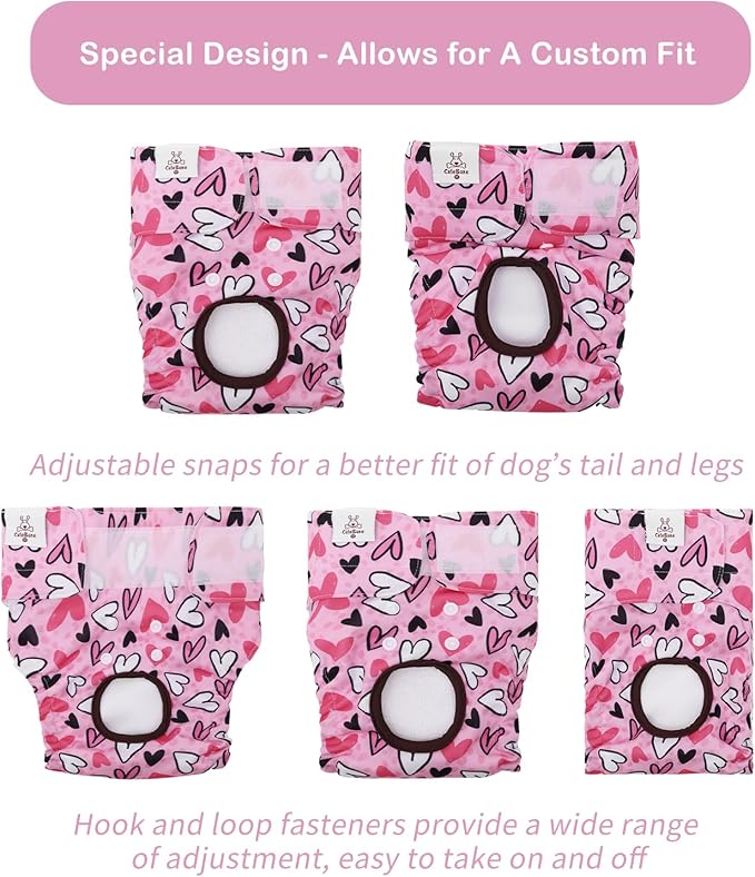 CuteBone Dog Diapers Female Washable Small Medium Large 3 Pack Reusable Doggie Diapers Puppy Period Pants for Doggy Heat Cycle Peeing