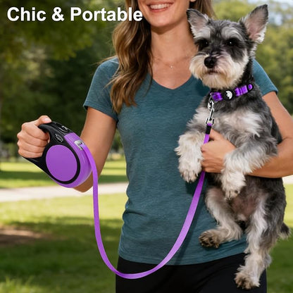 Taglory Retractable Dog Leash, 16ft No Tangle Leash Retractable for Small Medium Dogs Up to 44 lbs, One-Handed Brake, Pause, Lock,Purple