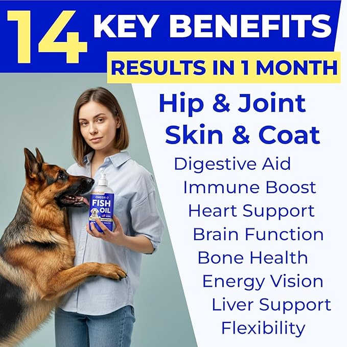 PAWFECTCHEW Fish Oil for Dogs - Natural Omega-3 - Skin & Coat Support - Liquid Food Supplement for Pets - Natural EPA + DHA Fatty Acids for Joints, Immune & Heart Health 16 fl oz
