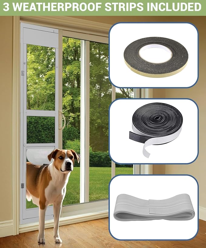 96 inch XL Dog Door for Sliding Glass Door - Left Amout from Inside, Adjustable Height: 96.38-96 in, Extra Large Flap: 14.75”(W) x 24”(H)