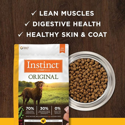 Instinct Original Dry Dog Food, Raw Coated Kibble, High Protein, Grain Free Recipe- Chicken, 22.5 lb. Bag