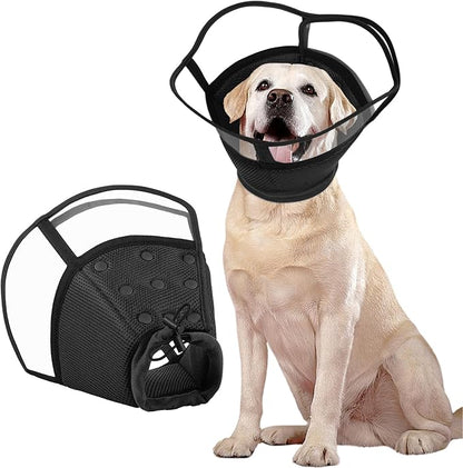 Kuoser Large Dog Cone Collar After Surgery, Soft Cone for Dogs to Stop Licking, Breathable Pet Recovery Collar Comfortable Elizabethan Collars, Adjustable Protective Dog Cones for Large Dogs, Black L