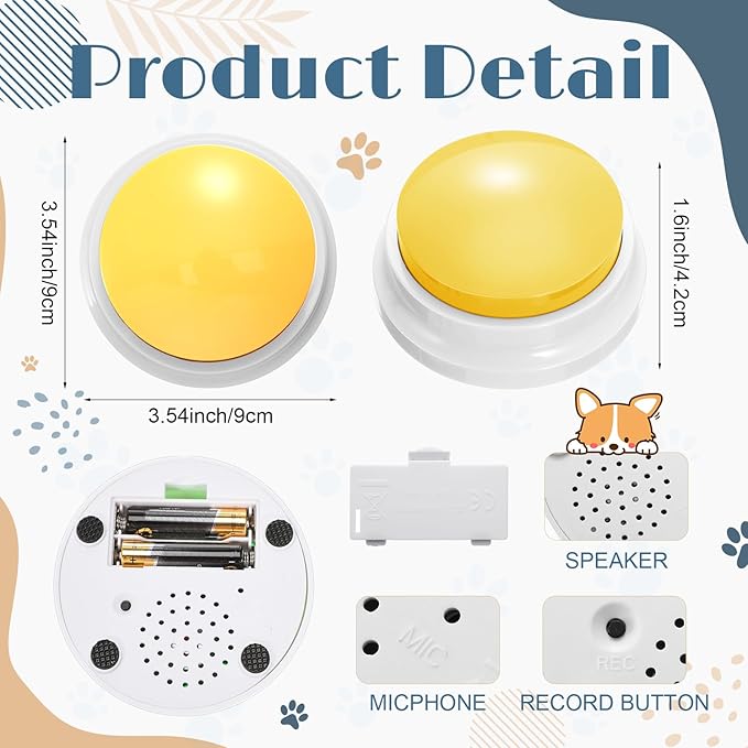 Jerify 16 Pcs Voice Recordable Dog Buttons for Communication Pet Cat Talking Buttons with Stickers 30 Seconds Interactive Speech Training Buzzers for Cat Pet Dog(Fresh Colors)