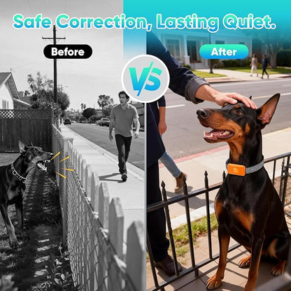 Dog Bark Collar for Large Medium Small Dogs, Effective No-Bark Collar, Smart Barking Collar, Rechargeable Bark Collar with 7-Level Sensitivity, 3 B & V Modes, Waterproof, Neon Orange