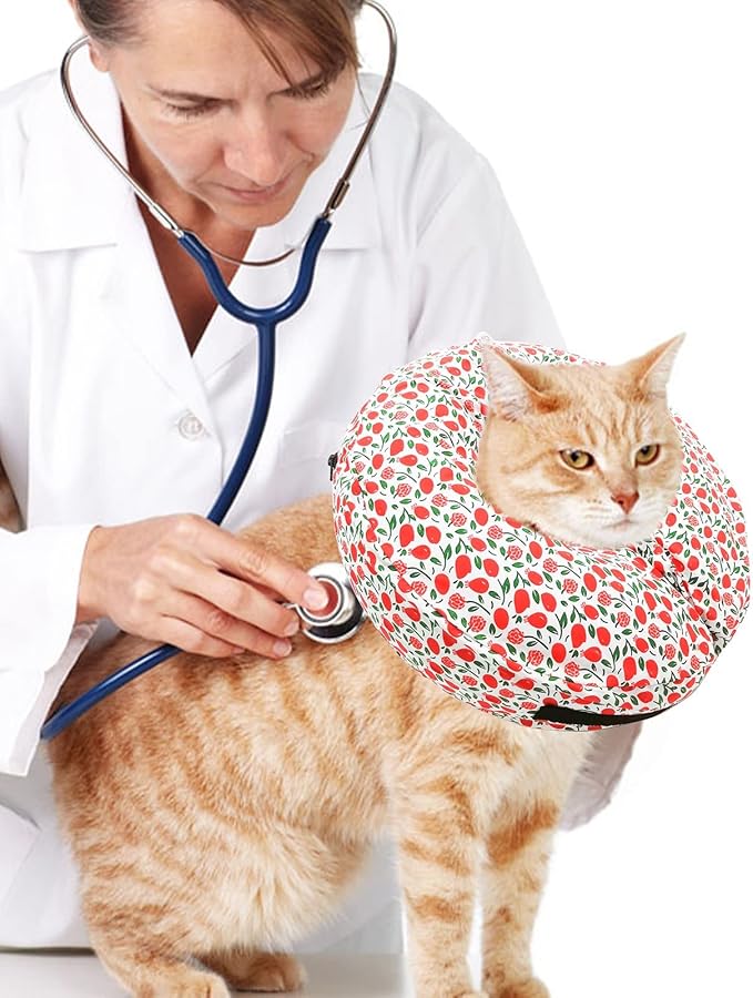 Protective Inflatable Collar for Dogs and Cats - Soft Pet Recovery Collar Does Not Block Vision, Prevents Pets from Touching Stitches, Wounds and Rashes (Floral - 1, Neck 6" - 8")