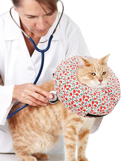 Protective Inflatable Collar for Dogs and Cats - Soft Pet Recovery Collar Does Not Block Vision, Prevents Pets from Touching Stitches, Wounds and Rashes (Floral - 1, Neck 13" - 17")