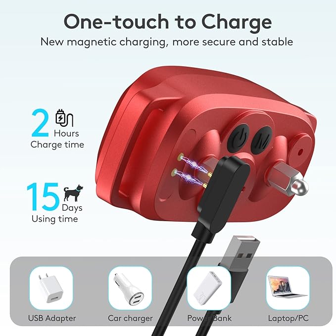 FAFAFROG Dog Bark Collar for Large Medium Small Dogs, Rechargeable Smart Bark Collar, Anti Barking Training Collar with 5 Adjustable Sensitivity Beep Vibration (Red)