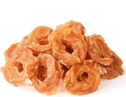 Pawmate Dog Treats Chicken Jerky Rings, Rawhide-Free Grain-Free Real Dried Tenders Natural Chicken Breast Dog Chewy Training Snacks for Small Medium Large Dogs Large Pack, 10.6 oz