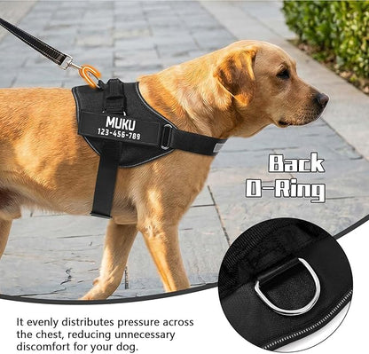 MUMUPET Custom Dog Harness Vest with 2 Personalized Name & Phone Patches, No Pull Reflective Adjustable with Handle, Soft Breathable Padding for Small Dogs (Black, S)