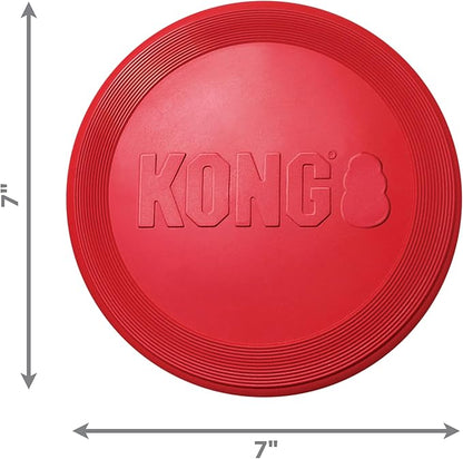KONG Flyer - Durable Dog Toy for Outdoor Playtime - Natural Rubber Flying Disc, Dog Toy for Fetch - Safer Disc for Healthy Activity - for Small Dogs (Pack of 2)