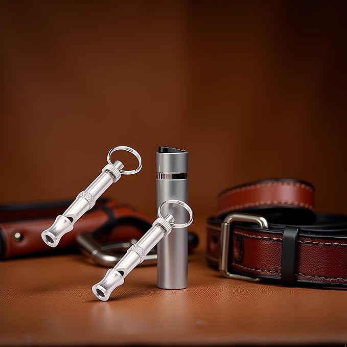 2Pcs Silver Adjustable Ultrasonic Dog Whistle, Portable Whistle Pet Whistle Supersonic Whistle Dog Whistles for Pet Training, Training and Behavior Aids, Dog Whistle Training