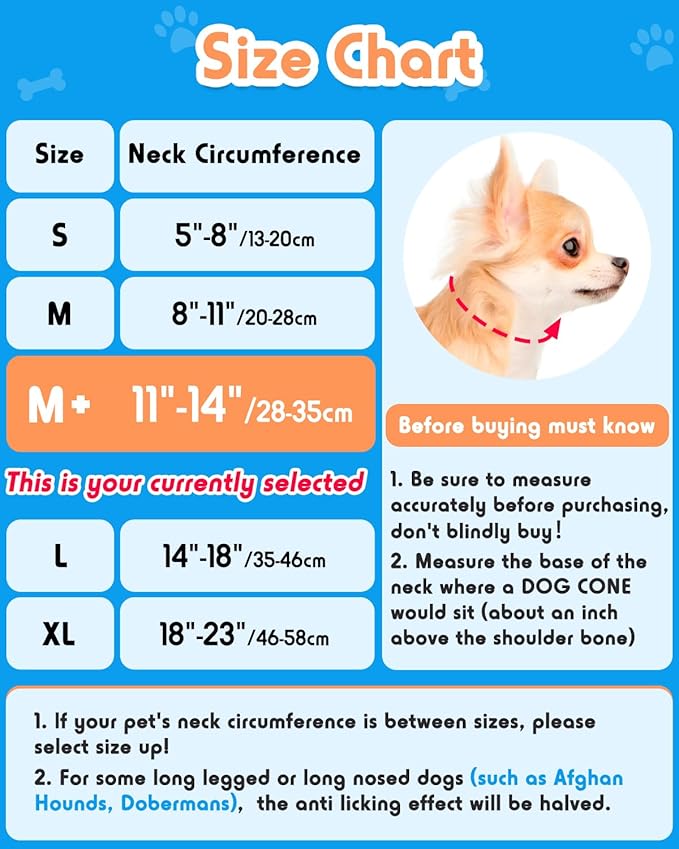 Inflatable Dog Pillow Cone Collar After Surgery, Donut Soft Neck Cone for Beagle French Bulldog Medium Plus Dogs, etc, Recovery E Collar to Stop Licking Paw
