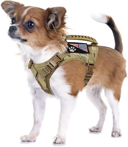 Tactical Dog Harness Tactical Puppy Vest with Rubber Handle K9 Military Adjustable Pet Vest Harness for Outdoor Training XS Dog Harness (Camouflage Harness)