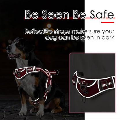 ADVENTUREMORE Dog Harness for Large Dogs No Pull, Sport Dog Halter Harness Reflective Breathable Dog Vest Escape Proof Dog Harness with Easy Control Front Clip Handle for Training Walking XL Red