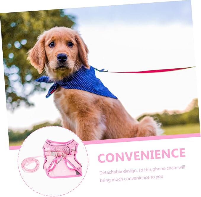 balacoo 1set Reflective Dog Harness and Leash Set Breathable Mesh Outdoor Walking Gear for Summer and Comfortable Pet Walking Pink