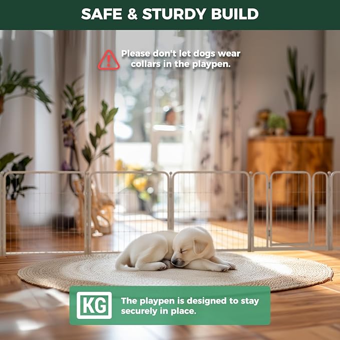 FXW Homeplus Unleashed Indoor Dog Playpen - Stress-Free and Safe Play, Heavy Duty 24 Inch 8 Panels Dog Pen for Puppy and Small Dogs, White│Patented