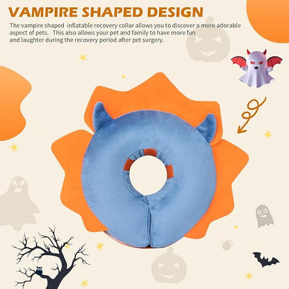 IEUUMLER Inflatable Recovery Dog Collar, Protective Donut Cone, Adjustable Soft Collar for Dog and Cat After Surgery Prevent from Biting & Scratching EU002 - Blue Demon XL