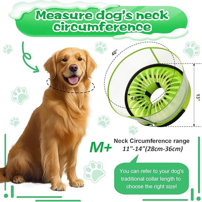 Inflatable Dog Cone Collar with Detachable Enhanced Anti-Licking Shield, Soft Neck Donut Collar for Dogs After Surgery, Adjustable Dog Cone Alternative for Large Medium Small Dogs & Cats