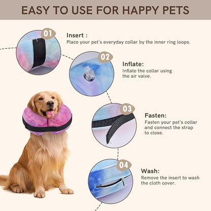 Inflatable Dog Collar, Potective Recovery E Collar for Dogs and Cats, Soft Pet Cone Collar for Small Medium Large Dogs and Cats