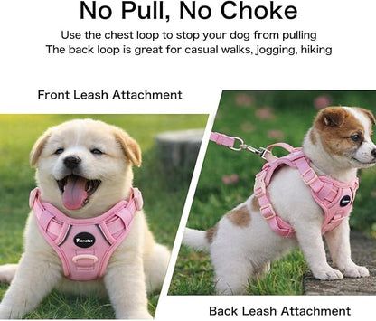Petmolico No Pull Cute Dog Harness for Small Dogs, with Two Leash Clips and Soft Handle, Reflective Easy Walk Dog Harness- Light Pink,Small