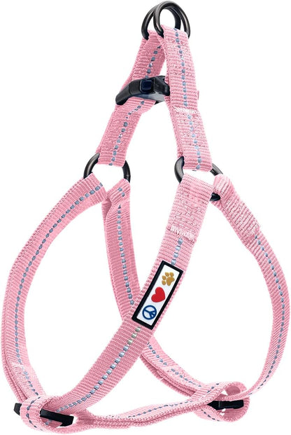 Pawtitas Recycled Reflective Step-in Dog Harness – Adjustable No-Pull Vest for Puppies to Seniors, Safe & Comfortable XS Pink